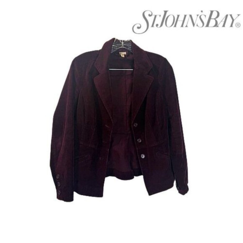 St. Johns Bay Women Corduroy‎ Long Sleeve Button Collared Stretch Petite jacket